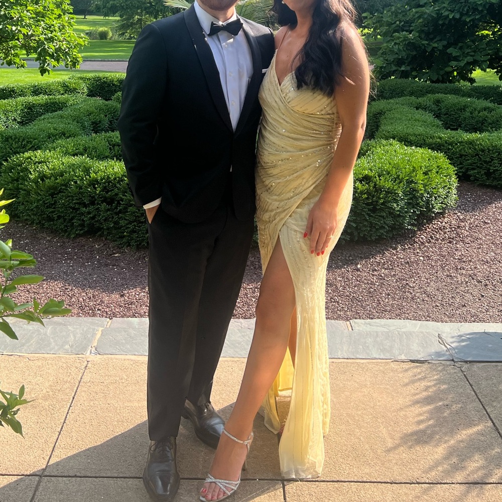 Mac Duggal Gold Draped Gown